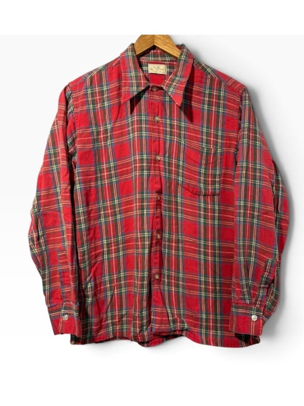 Vintage 70s L.L. Bean Flannel Shirt Mens M Red Plaid Long Sleeve USA Made